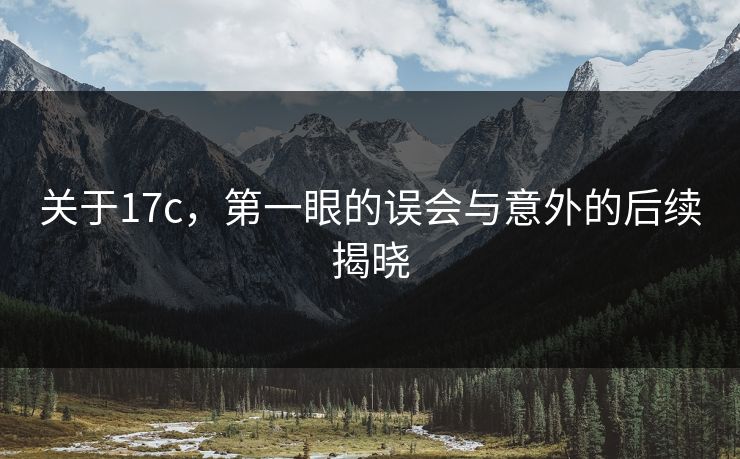 关于17c，第一眼的误会与意外的后续揭晓