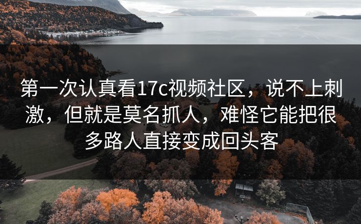 第一次认真看17c视频社区，说不上刺激，但就是莫名抓人，难怪它能把很多路人直接变成回头客