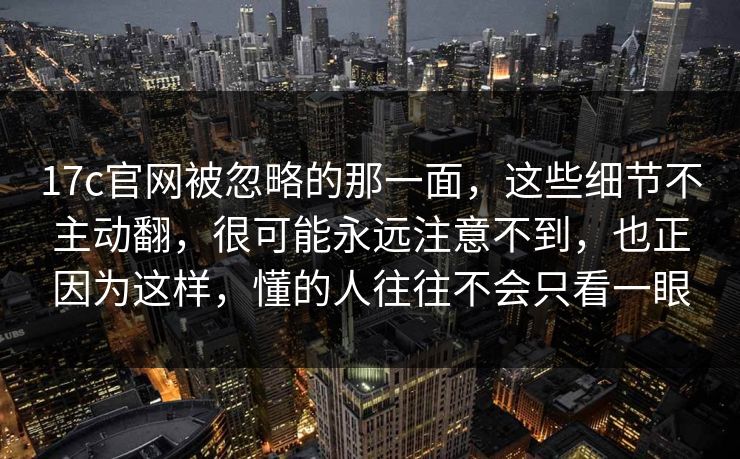 17c官网被忽略的那一面，这些细节不主动翻，很可能永远注意不到，也正因为这样，懂的人往往不会只看一眼