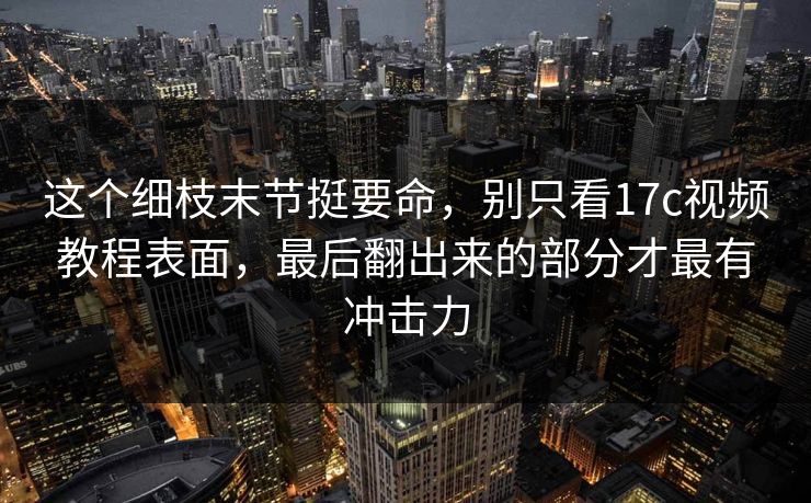 这个细枝末节挺要命，别只看17c视频教程表面，最后翻出来的部分才最有冲击力