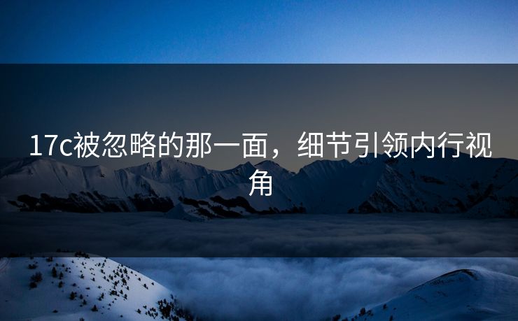 17c被忽略的那一面，细节引领内行视角