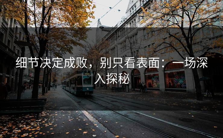 细节决定成败,别只看表面:一场深入探秘 细节决定成败,别只看表面:一场深入探秘