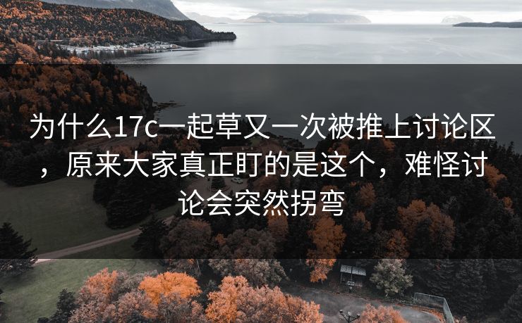 为什么17c一起草又一次被推上讨论区，原来大家真正盯的是这个，难怪讨论会突然拐弯