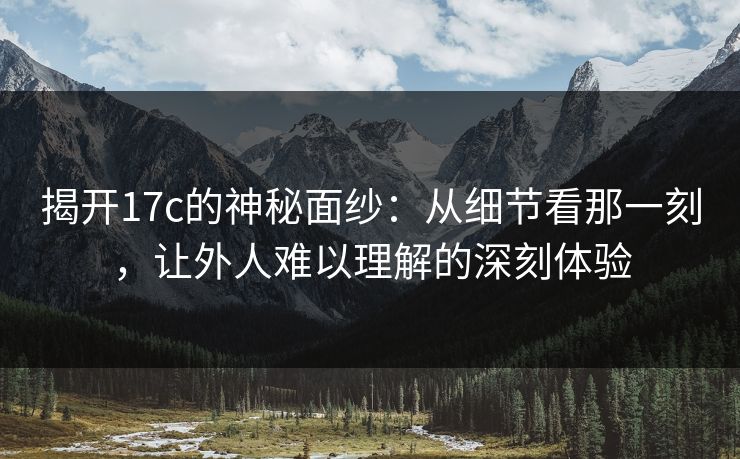 揭开17c的神秘面纱：从细节看那一刻，让外人难以理解的深刻体验