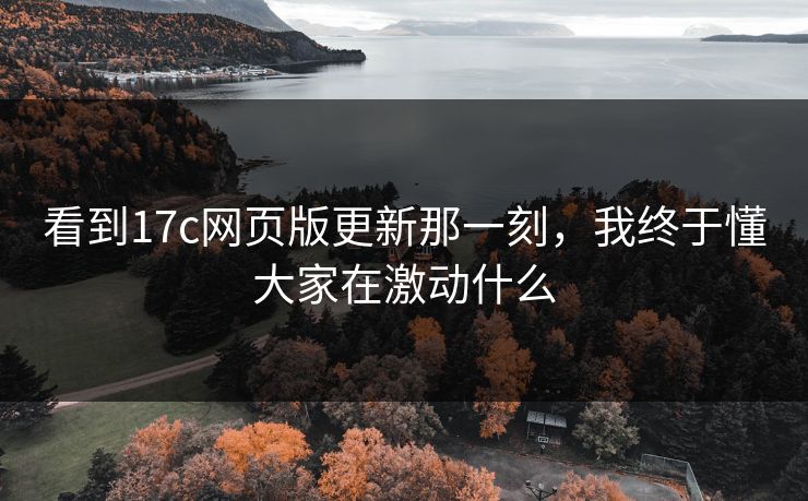 看到17c网页版更新那一刻，我终于懂大家在激动什么