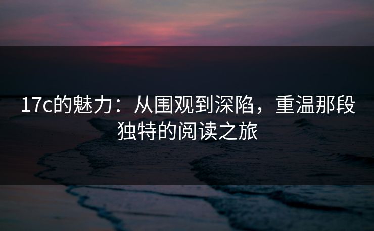 17c的魅力:从围观到深陷,重温那段独特的阅读之旅 17c的魅力:从围观到深陷,重温那段独特的阅读之旅