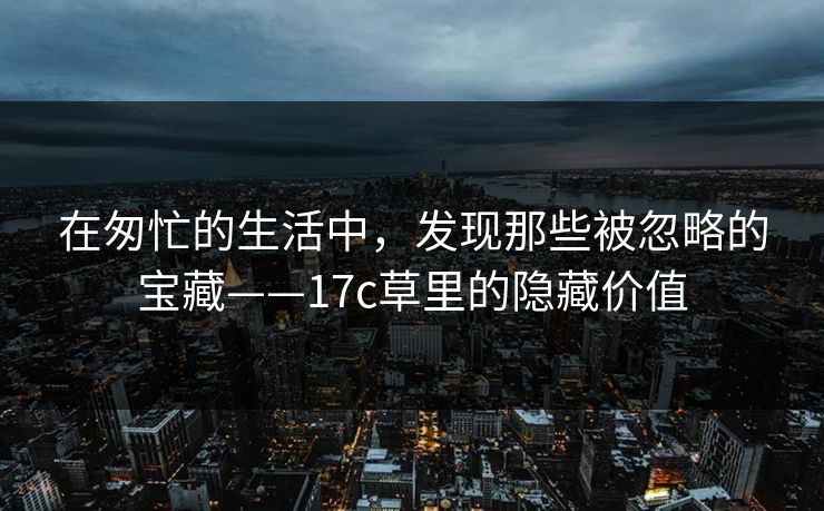 在匆忙的生活中,发现那些被忽略的宝藏——17c草里的隐藏价值 在匆忙的生活中,发现那些被忽略的宝藏——17c草里的隐藏价值